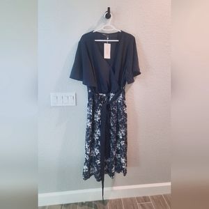 Blue and white floral dress